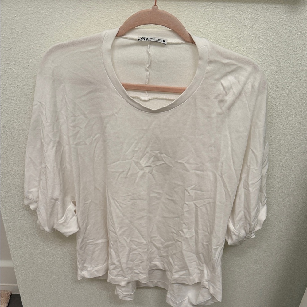 Zara Cream Short Sleeve Top